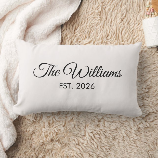 Coussin Rectangle Cadeau de mariage personnalisé Nom de famille (Couverture)