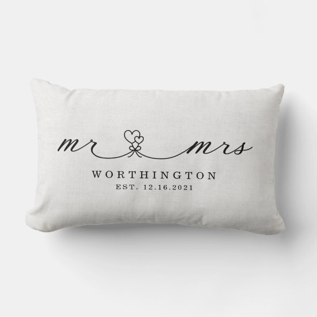 Coussin Rectangle Cadeau de mariage rustique pour jeunes mariés (Recto)