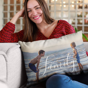 Coussin Rectangle Cadeau de souvenir de nom de famille personnalisé