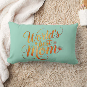 Coussin Rectangle Cadeau de typographie florale élégante pour la mei