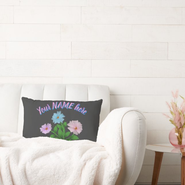 Coussin Rectangle Cadeau floral personnalisé à l'aquarelle  (Canapé)
