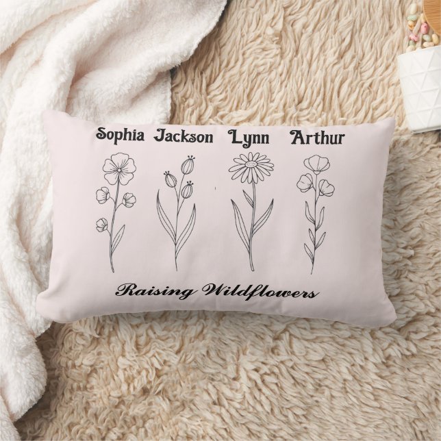 Coussin Rectangle Cadeau Personnalisé au Nom de l'Enfant Fleur Sauva (Couverture)