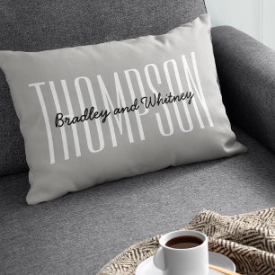 Coussin Rectangle Cadeau personnalisé Modern Grey Nom de famille