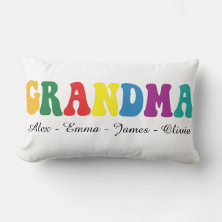 Coussin Rectangle Cadeau personnalisé pour grand-mère avec les noms