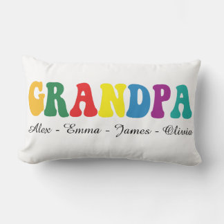 Coussin Rectangle Cadeau personnalisé pour papy avec les noms des pe