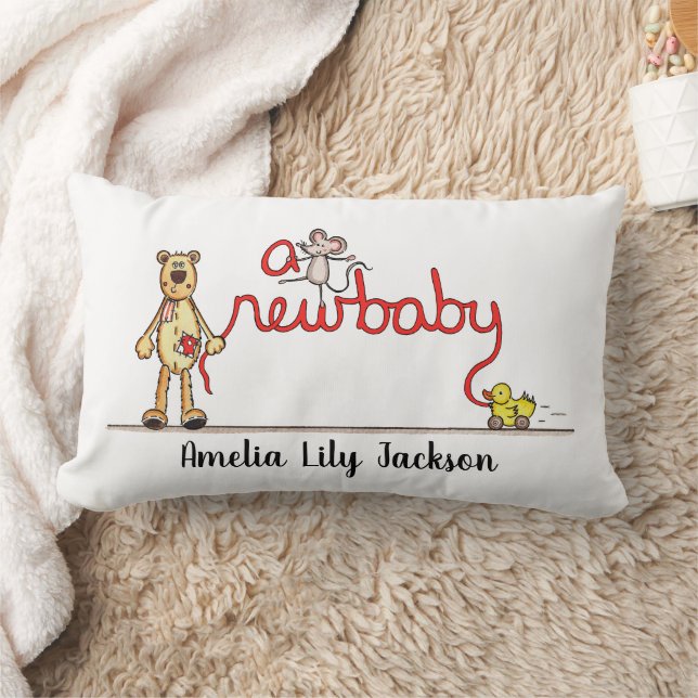 Coussin Rectangle Cadeau Personnalisé Pour Un Nouveau-Né (Couverture)