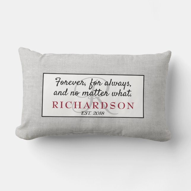 Coussin Rectangle Cadeau pour couple "Pour toujours, à tout jamais,  (Recto)