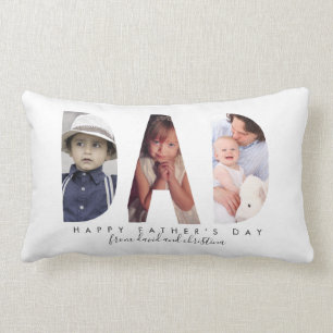 Coussin Rectangle Cadeau pour Fête des pères Collage photo personnal