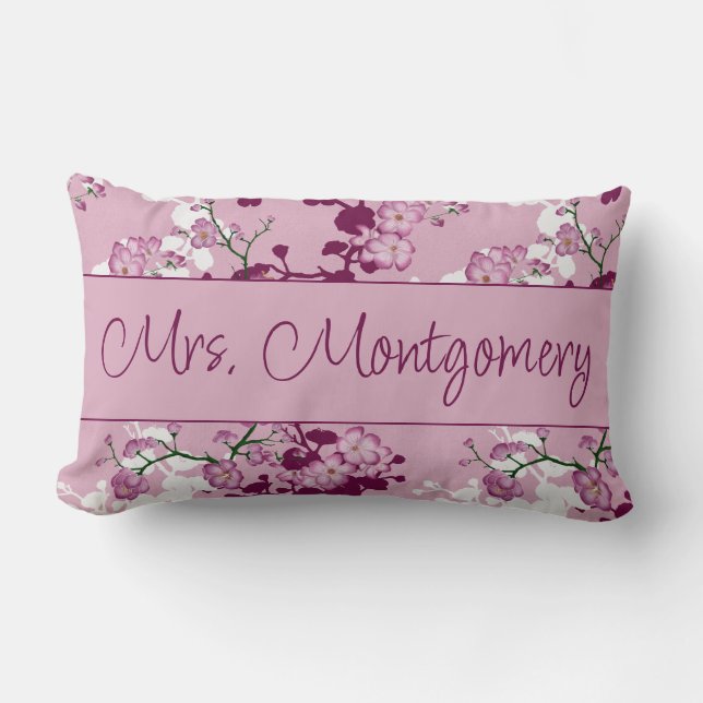 Coussin Rectangle Cadeaux de Fête de Mariage de Mme Fleurs de Cerisi (Recto)