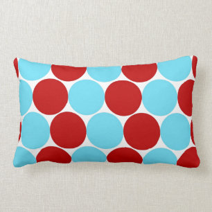 Coussin Rectangle Cadeaux rouges de motif de pois de turquoise