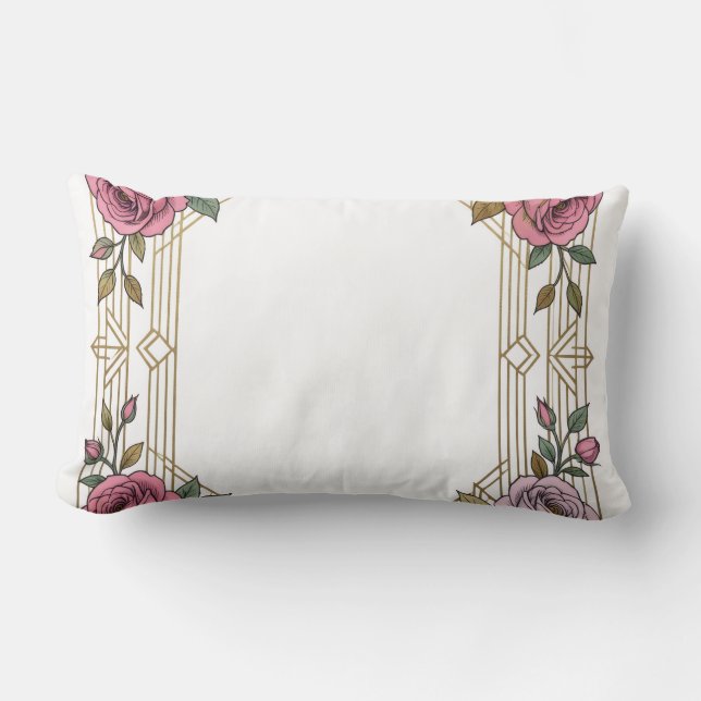 Coussin Rectangle Cadre de bordure de rose de mariage Art nouveau él (Recto)