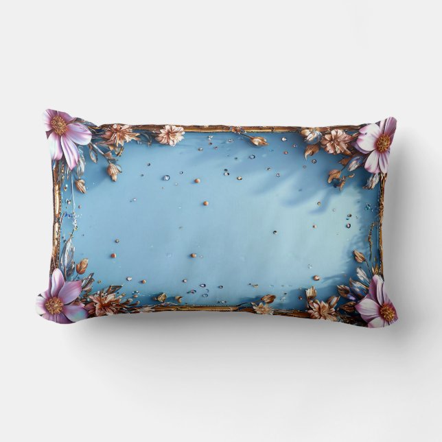 Coussin Rectangle Cadre floral de mariage (Recto)