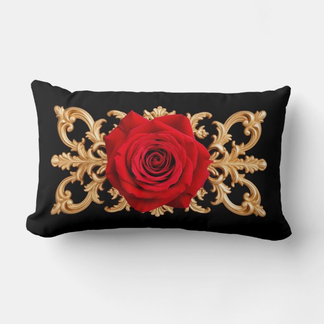 Coussin Rectangle Cadre Orné Élégant en Or (Recto)