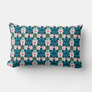 Coussin Rectangle Cahier Carnet Tortue Mignonne et Motif Floral Sans