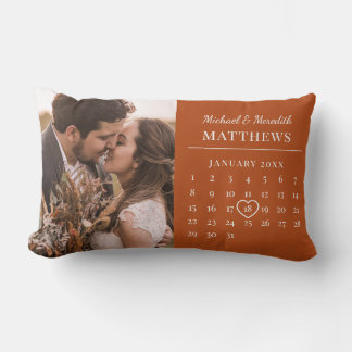 Coussin Rectangle Calendrier d'anniversaire du Mariage de automne or