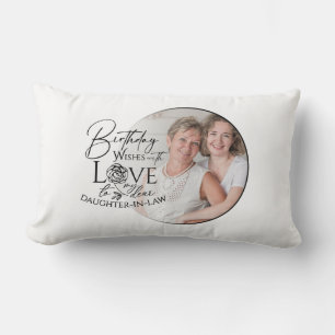 Coussin Rectangle Calligraphie minimale Photo Anniversaire Belle-fil