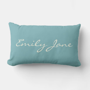 Coussin Rectangle Calligraphie moderne minimaliste Turquoise personn