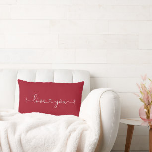 Coussin Rectangle Calligraphie romantique Je t'aime Date personnalis