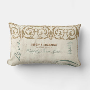 Coussin Rectangle Calligraphie vintage Flourish Swirl Etched Collage