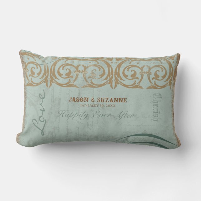 Coussin Rectangle Calligraphie vintage Flourish Swirl Etched Collage (Recto)