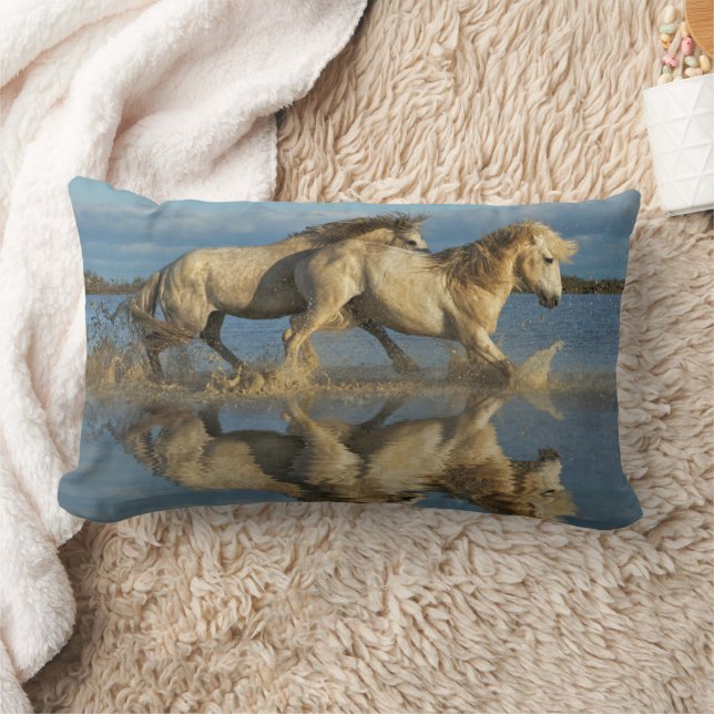 Coussin Rectangle Camargue, Chevaux et réflexion, Sud de la France (Couverture)