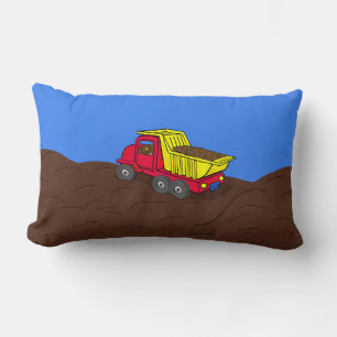 Coussin Rectangle Camion de vidange Rouge et Jaune dessin animé