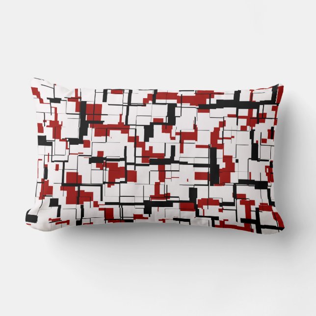 Coussin Rectangle Camion numérique noir blanc Motif rouge (Recto)