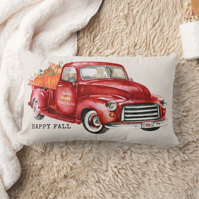 Coussin Rectangle Camion Rouge De Pommes De Terre De L'Automne Heure (Couverture)