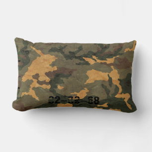 Coussin Rectangle Camouflage vert olive beige symétrique grunge
