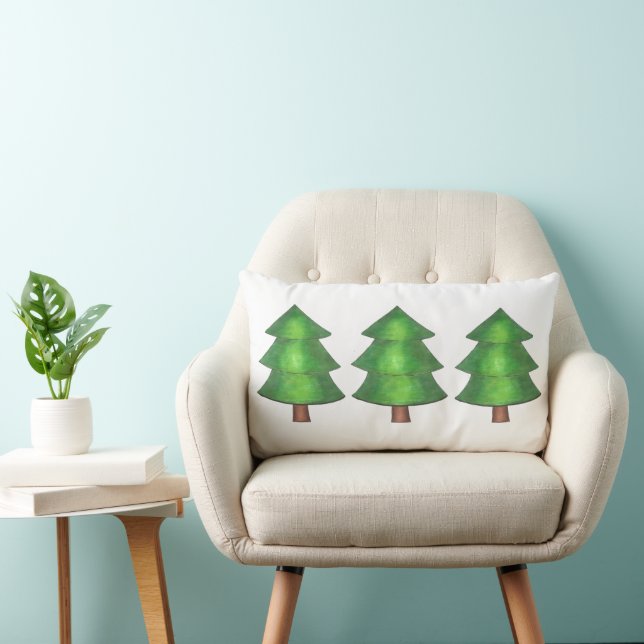 Coussin Rectangle Camp Outdoor Woods Pine verte Arbres Nature (Chaise)