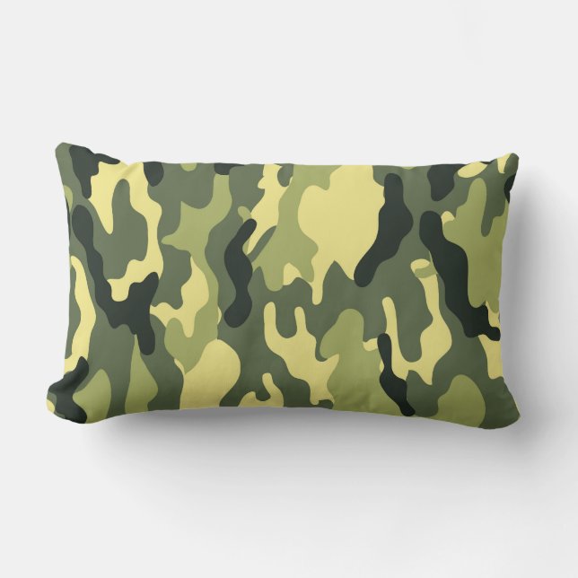 Coussin Rectangle Camping Chasse Camouflage vert (Recto)