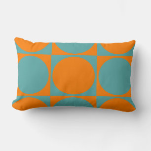 Coussin Rectangle Canapé Lumbar, orange&Blue Carrés&Circles