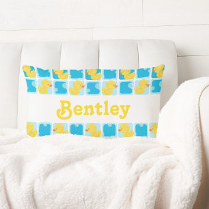 Coussin Rectangle Canard en aquarelle garçon nom personnalisé