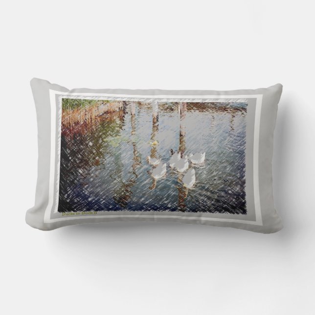 Coussin Rectangle Canards dans les images des quais (Recto)