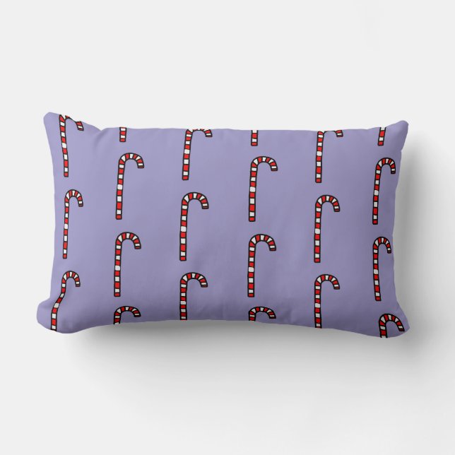 Coussin Rectangle Candy Canes on Purple Background (Recto)