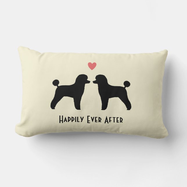 Coussin Rectangle Caniches jouets noirs - Chiens de mariage avec tex (Recto)