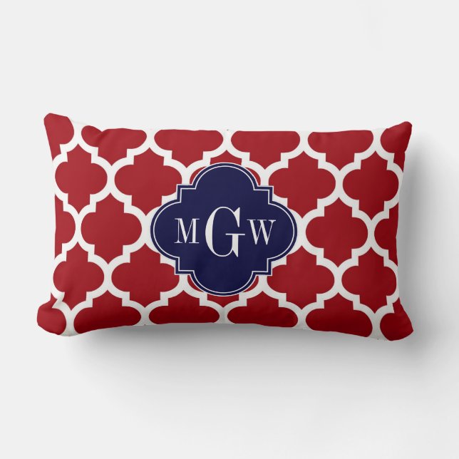 Coussin Rectangle Canneberge Wht Marocain #5 Bleu Nuit Monogramme In (Recto)