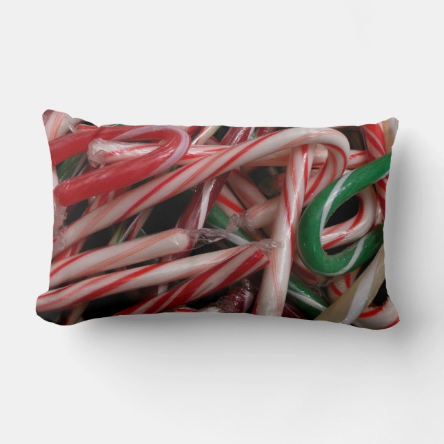 Coussin Rectangle Canneberges de Noël Blanc Vert et Rouge (Recto)