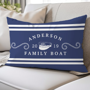 Coussin Rectangle Capitaine de bateau de navigation familiale bleu m