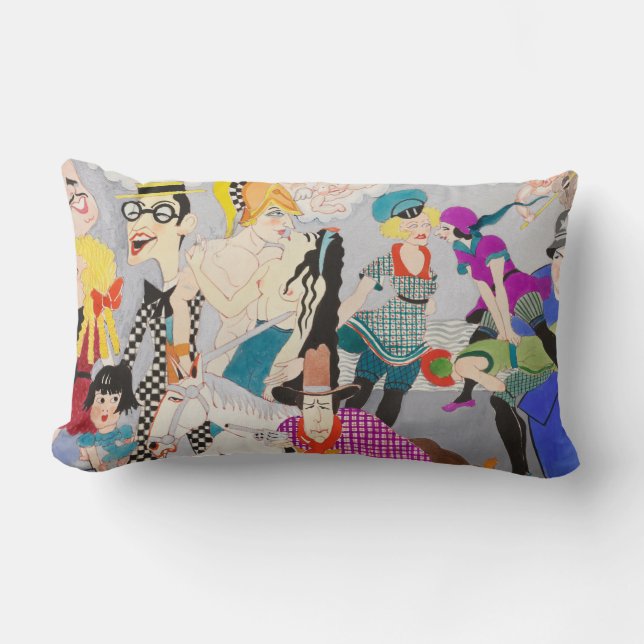 Coussin Rectangle Caractères de dessin rétro  (Recto)