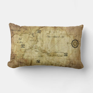 Coussin Rectangle Caraïbes - ancienne carte