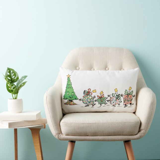 Coussin Rectangle Caricature mignonne Danser Présentations de Noël e (Chaise)