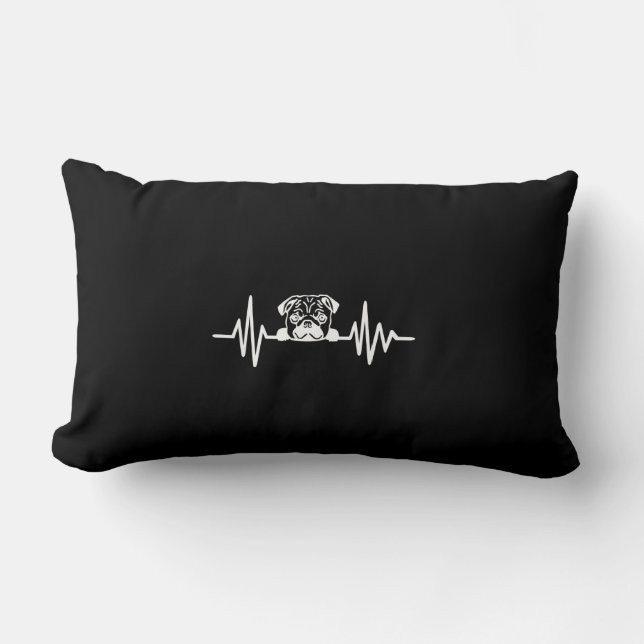 Coussin Rectangle Carlin Chien Heartbeat | Face de Carlin mignonne (Recto)