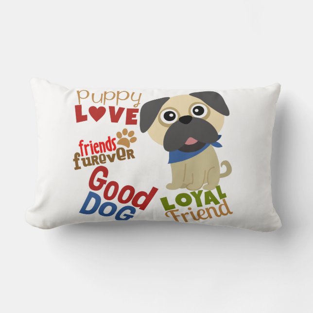 Coussin Rectangle Carlin Dog meilleur ami (Recto)