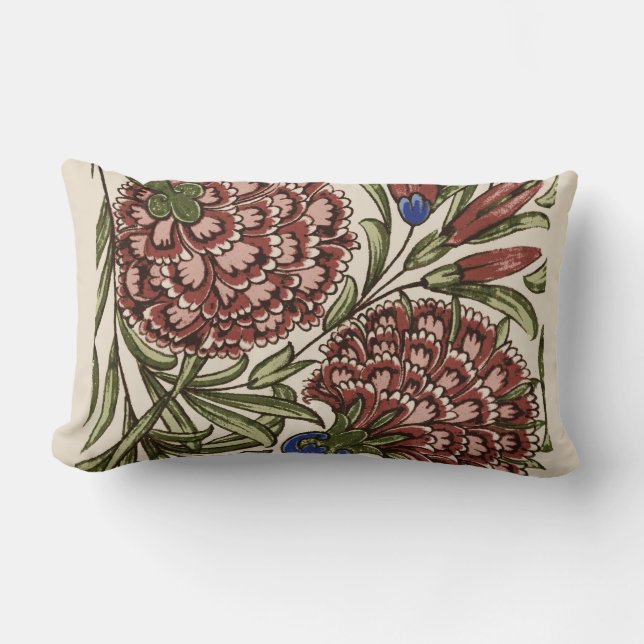 Coussin Rectangle Carnation Carrelage Fleur Antique Art Rustique (Recto)