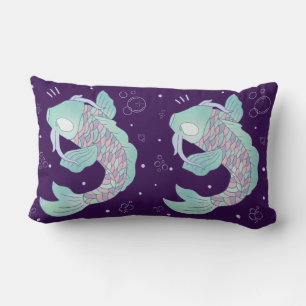 Coussin Rectangle Carpe Koi Pastel Art Populaire Fantaisiste Sous-