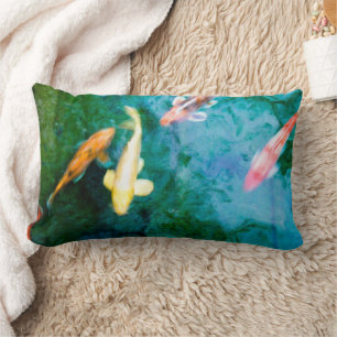 Coussin Rectangle Carpes Koï Colorées
