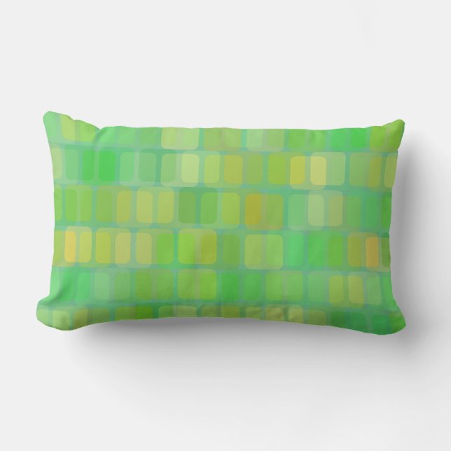 Coussin Rectangle carré abstrait jaune et vert (Recto)