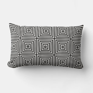 Coussin Rectangle Carré géométrique noir et blanc Motif de répétitio