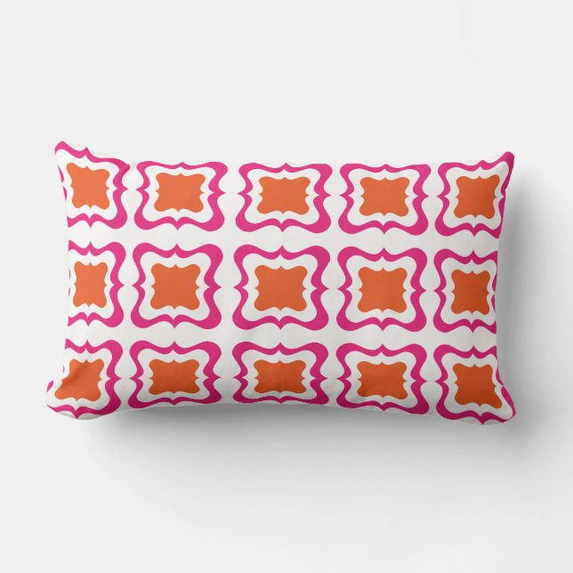 Coussin Rectangle Carré moderne Répéter Motif Hot rose Orange Blanc (Recto)